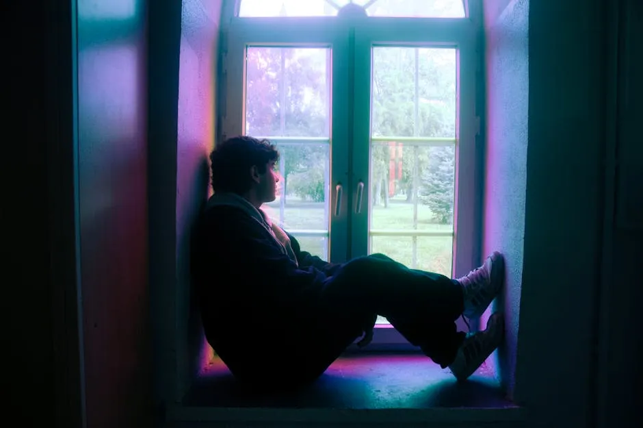 Pessoa sentada à janela com expressão pensativa após concluir um ciclo importante