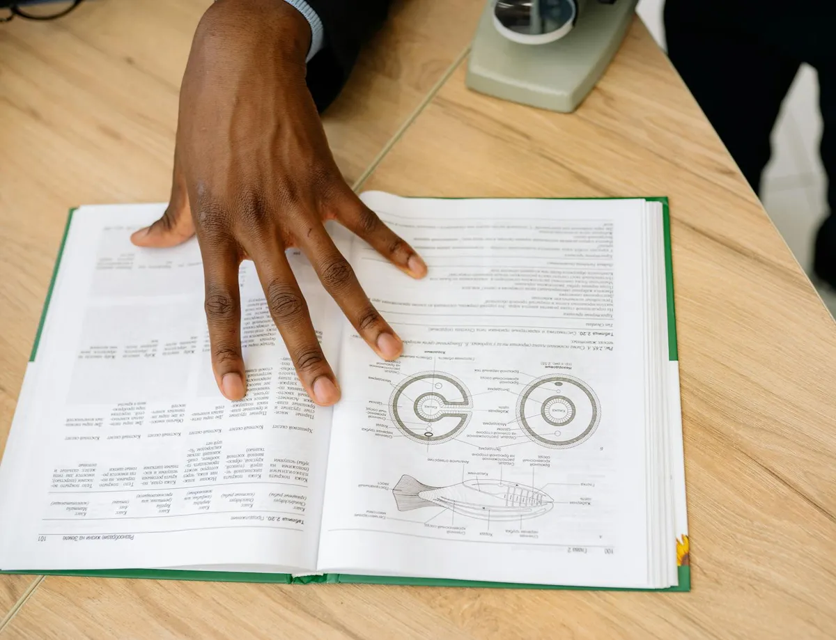 Pesquisadora analisando lista de periódicos acadêmicos em tela de computador