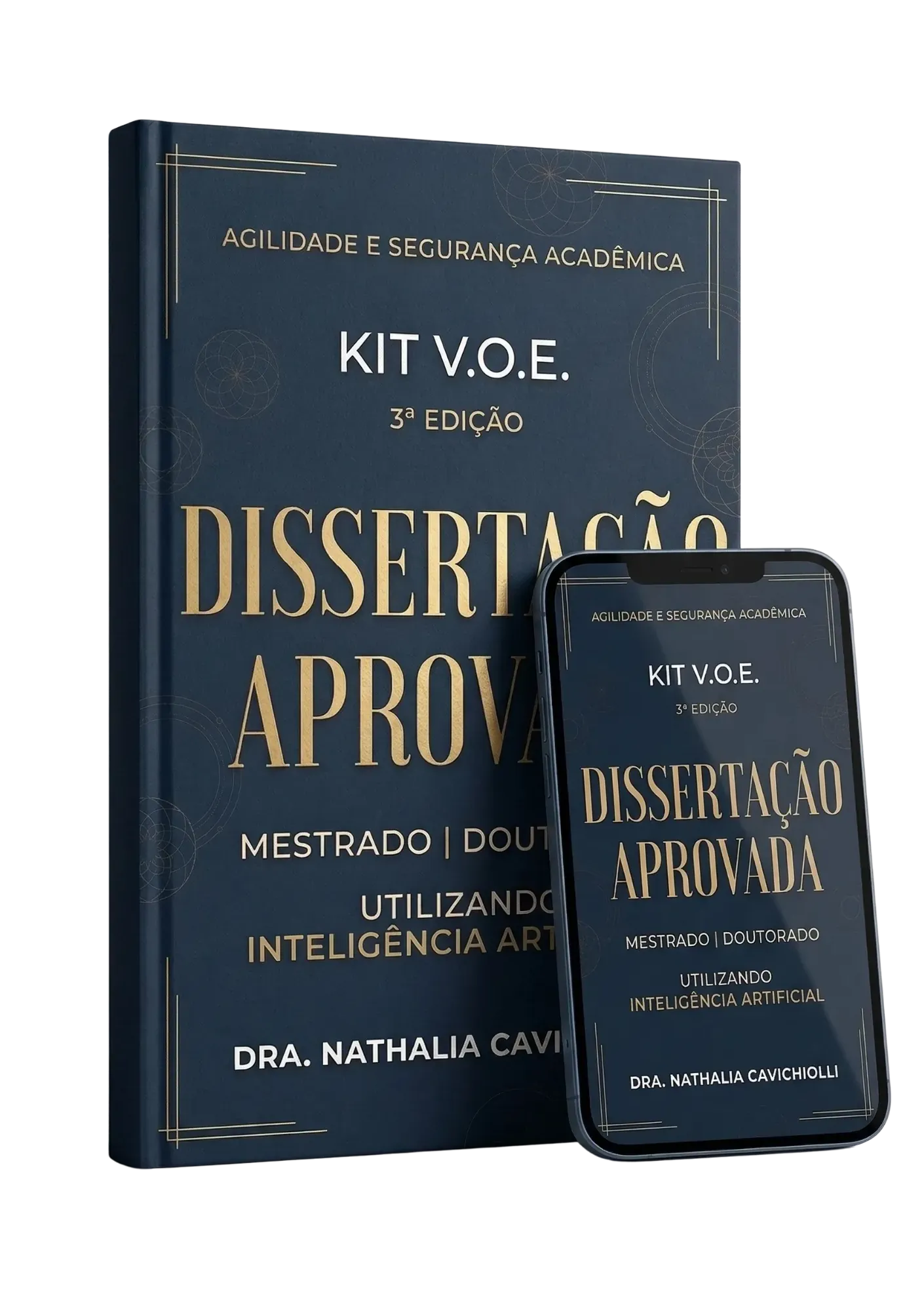 Mockup do Kit V.O.E. Dissertação Aprovada