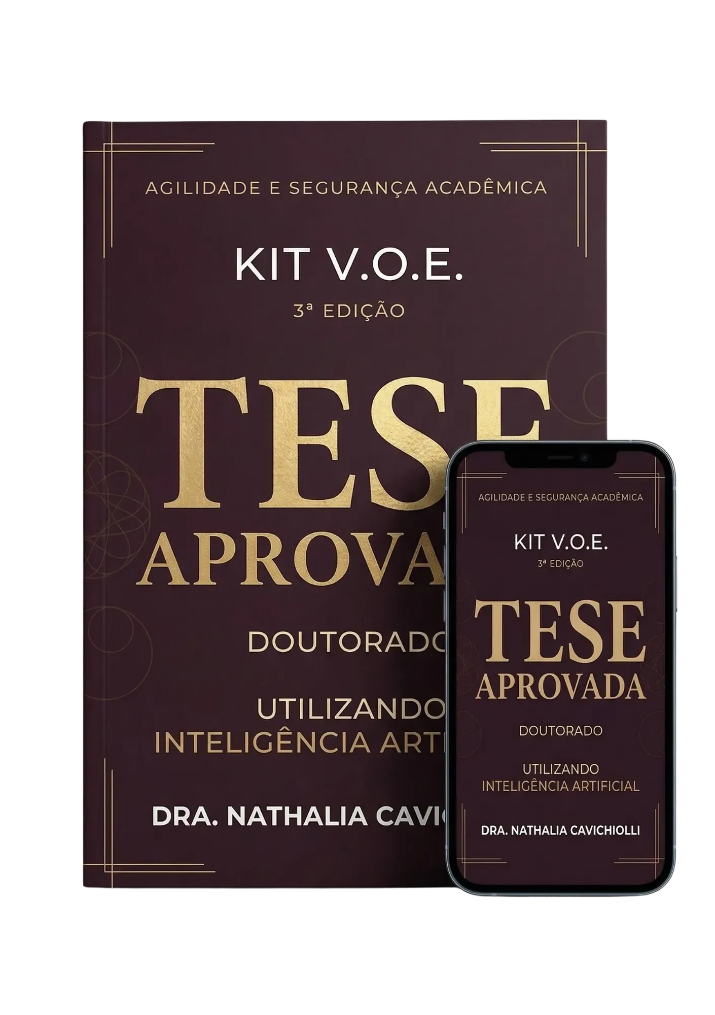 Mockup do Kit V.O.E. Tese Aprovada